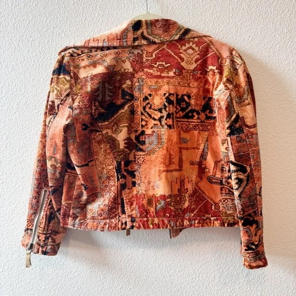 Anthropologie Tapestry Cropped Velvet Moto Jacket Small/Medium - Picture 11 of 15